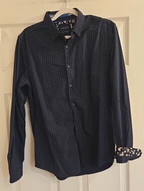 Men's Denim & Flower  Navy Dot-Print Long Sleeve Shirt Medium